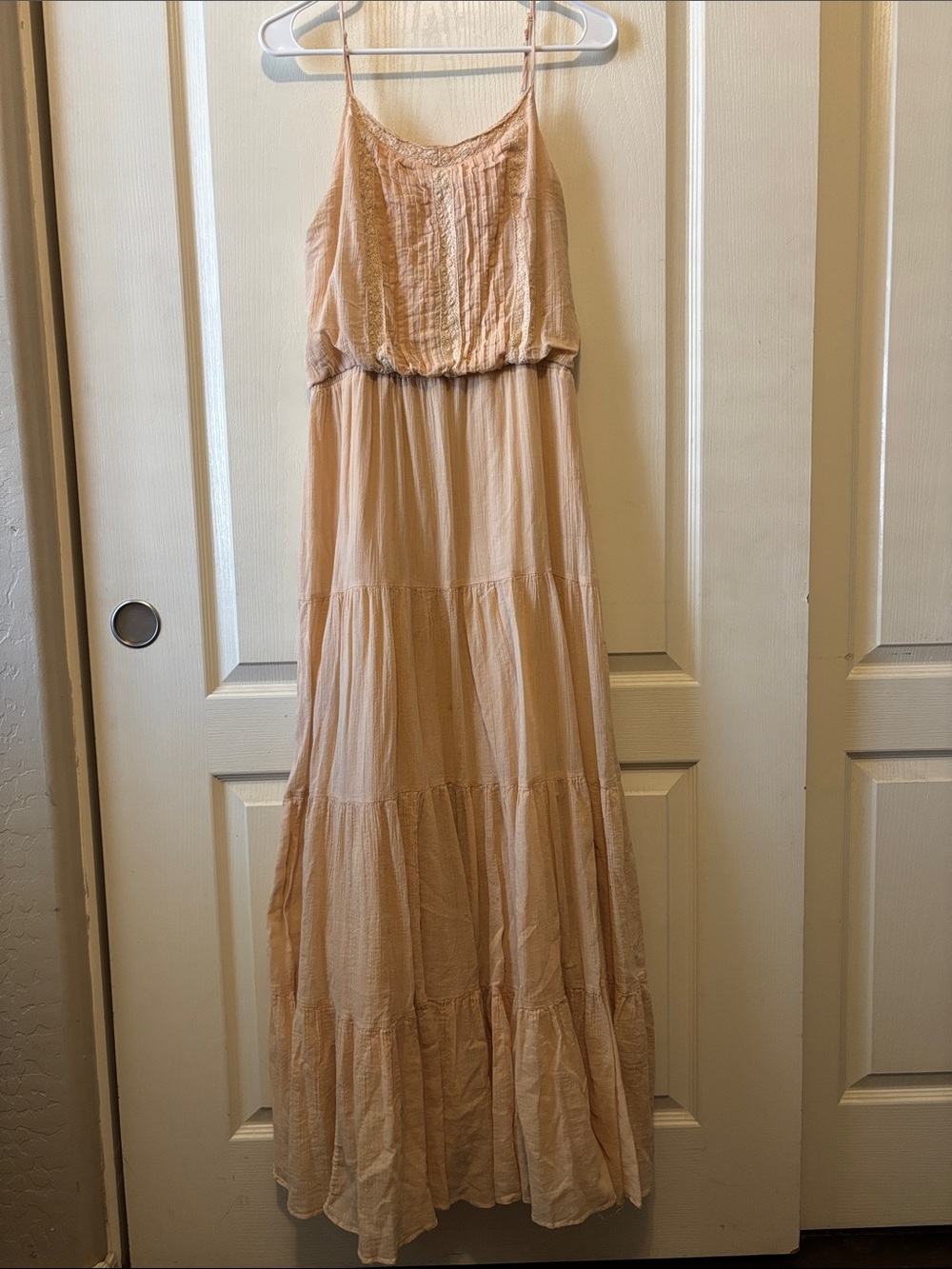 Forever 21 Peach Spaghetti-Strap Tiered Maxi Dress